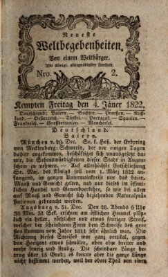 Neueste Weltbegebenheiten (Kemptner Zeitung) Freitag 4. Januar 1822