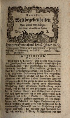 Neueste Weltbegebenheiten (Kemptner Zeitung) Samstag 5. Januar 1822