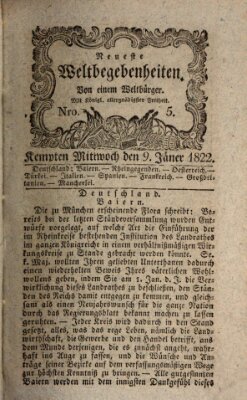 Neueste Weltbegebenheiten (Kemptner Zeitung) Mittwoch 9. Januar 1822