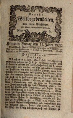 Neueste Weltbegebenheiten (Kemptner Zeitung) Freitag 11. Januar 1822