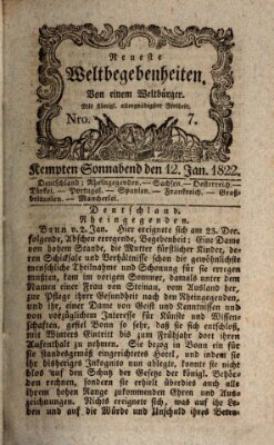 Neueste Weltbegebenheiten (Kemptner Zeitung) Samstag 12. Januar 1822