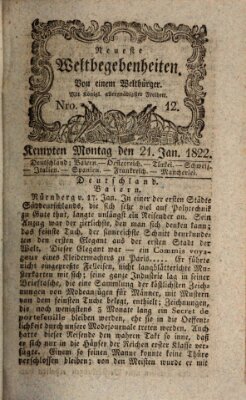 Neueste Weltbegebenheiten (Kemptner Zeitung) Montag 21. Januar 1822