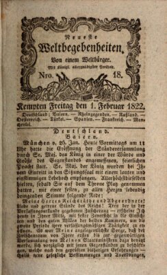 Neueste Weltbegebenheiten (Kemptner Zeitung) Freitag 1. Februar 1822