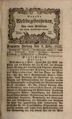 Neueste Weltbegebenheiten (Kemptner Zeitung) Freitag 8. Februar 1822