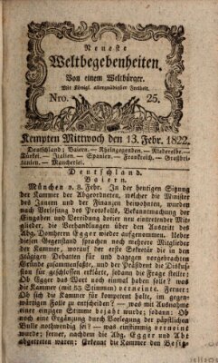 Neueste Weltbegebenheiten (Kemptner Zeitung) Mittwoch 13. Februar 1822