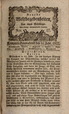 Neueste Weltbegebenheiten (Kemptner Zeitung) Samstag 16. Februar 1822