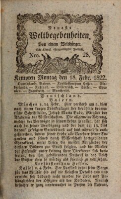 Neueste Weltbegebenheiten (Kemptner Zeitung) Montag 18. Februar 1822