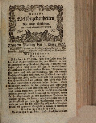 Neueste Weltbegebenheiten (Kemptner Zeitung) Montag 4. März 1822