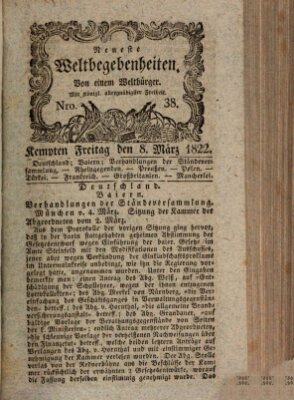 Neueste Weltbegebenheiten (Kemptner Zeitung) Freitag 8. März 1822