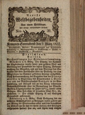 Neueste Weltbegebenheiten (Kemptner Zeitung) Samstag 9. März 1822