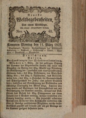 Neueste Weltbegebenheiten (Kemptner Zeitung) Montag 11. März 1822