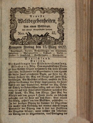 Neueste Weltbegebenheiten (Kemptner Zeitung) Freitag 15. März 1822