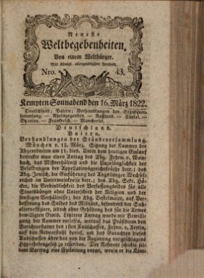 Neueste Weltbegebenheiten (Kemptner Zeitung) Samstag 16. März 1822