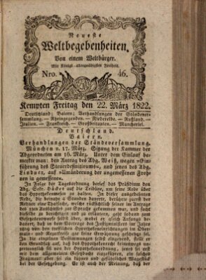 Neueste Weltbegebenheiten (Kemptner Zeitung) Freitag 22. März 1822