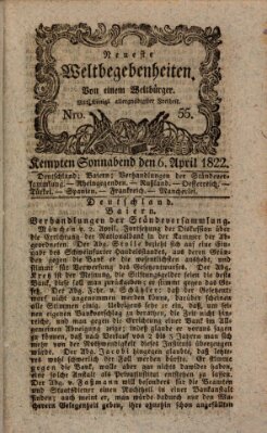 Neueste Weltbegebenheiten (Kemptner Zeitung) Samstag 6. April 1822