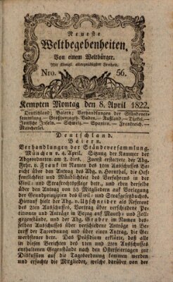 Neueste Weltbegebenheiten (Kemptner Zeitung) Montag 8. April 1822