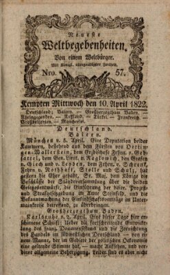 Neueste Weltbegebenheiten (Kemptner Zeitung) Mittwoch 10. April 1822