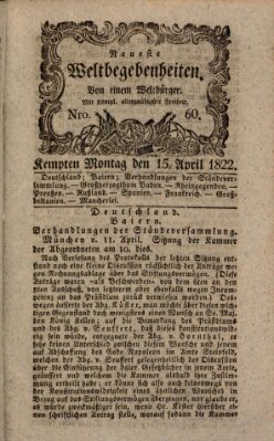 Neueste Weltbegebenheiten (Kemptner Zeitung) Montag 15. April 1822