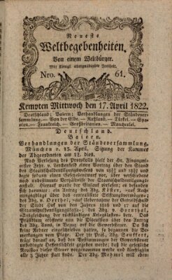 Neueste Weltbegebenheiten (Kemptner Zeitung) Mittwoch 17. April 1822