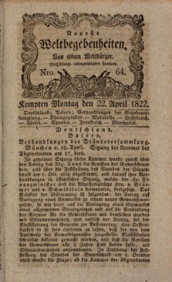 Neueste Weltbegebenheiten (Kemptner Zeitung) Montag 22. April 1822