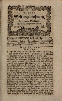 Neueste Weltbegebenheiten (Kemptner Zeitung) Mittwoch 24. April 1822