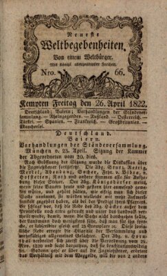 Neueste Weltbegebenheiten (Kemptner Zeitung) Freitag 26. April 1822