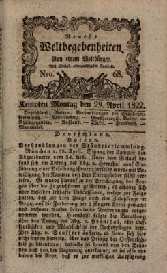 Neueste Weltbegebenheiten (Kemptner Zeitung) Montag 29. April 1822