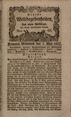 Neueste Weltbegebenheiten (Kemptner Zeitung) Mittwoch 1. Mai 1822