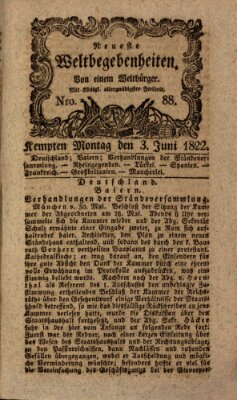 Neueste Weltbegebenheiten (Kemptner Zeitung) Montag 3. Juni 1822