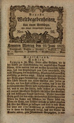 Neueste Weltbegebenheiten (Kemptner Zeitung) Montag 10. Juni 1822