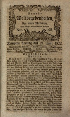 Neueste Weltbegebenheiten (Kemptner Zeitung) Freitag 21. Juni 1822