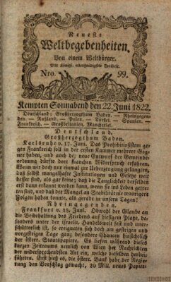 Neueste Weltbegebenheiten (Kemptner Zeitung) Samstag 22. Juni 1822