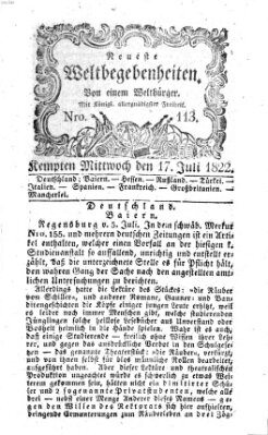 Neueste Weltbegebenheiten (Kemptner Zeitung) Mittwoch 17. Juli 1822