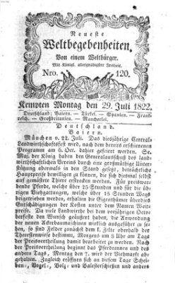 Neueste Weltbegebenheiten (Kemptner Zeitung) Montag 29. Juli 1822