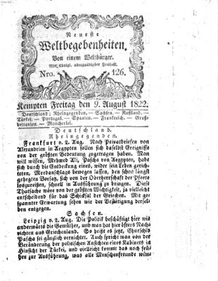 Neueste Weltbegebenheiten (Kemptner Zeitung) Freitag 9. August 1822