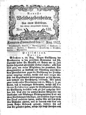 Neueste Weltbegebenheiten (Kemptner Zeitung) Samstag 17. August 1822