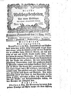 Neueste Weltbegebenheiten (Kemptner Zeitung) Samstag 24. August 1822