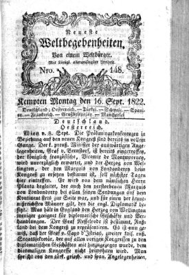 Neueste Weltbegebenheiten (Kemptner Zeitung) Montag 16. September 1822