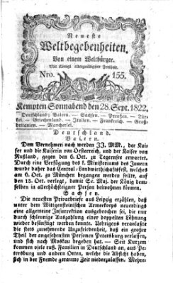 Neueste Weltbegebenheiten (Kemptner Zeitung) Samstag 28. September 1822