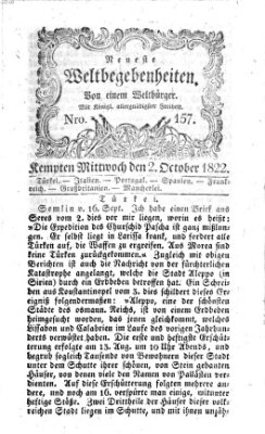 Neueste Weltbegebenheiten (Kemptner Zeitung) Mittwoch 2. Oktober 1822