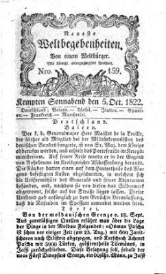 Neueste Weltbegebenheiten (Kemptner Zeitung) Samstag 5. Oktober 1822