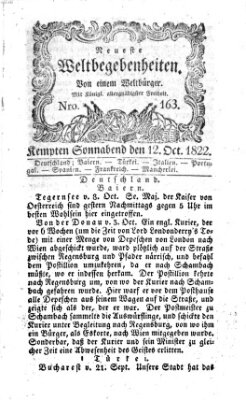 Neueste Weltbegebenheiten (Kemptner Zeitung) Samstag 12. Oktober 1822