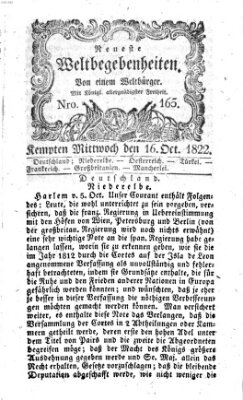 Neueste Weltbegebenheiten (Kemptner Zeitung) Mittwoch 16. Oktober 1822