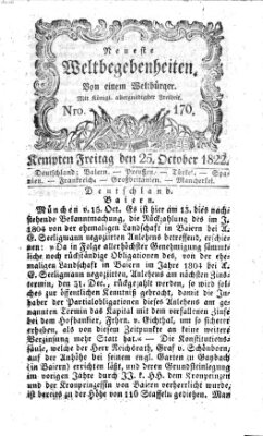 Neueste Weltbegebenheiten (Kemptner Zeitung) Freitag 25. Oktober 1822