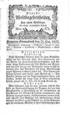 Neueste Weltbegebenheiten (Kemptner Zeitung) Samstag 26. Oktober 1822