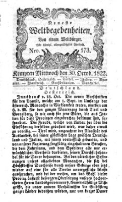 Neueste Weltbegebenheiten (Kemptner Zeitung) Mittwoch 30. Oktober 1822