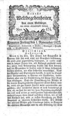 Neueste Weltbegebenheiten (Kemptner Zeitung) Freitag 1. November 1822