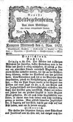 Neueste Weltbegebenheiten (Kemptner Zeitung) Mittwoch 6. November 1822