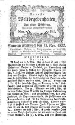 Neueste Weltbegebenheiten (Kemptner Zeitung) Mittwoch 13. November 1822