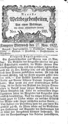 Neueste Weltbegebenheiten (Kemptner Zeitung) Mittwoch 27. November 1822